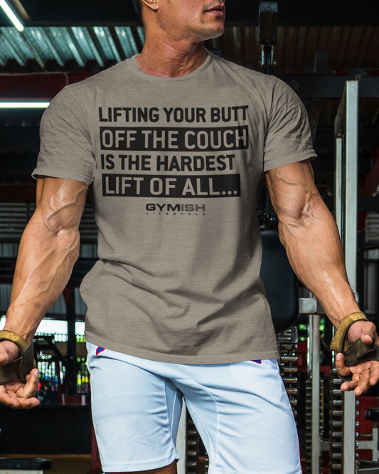 081. Hardest Lift Weightlifting Workout Gym T-Shirt for Men