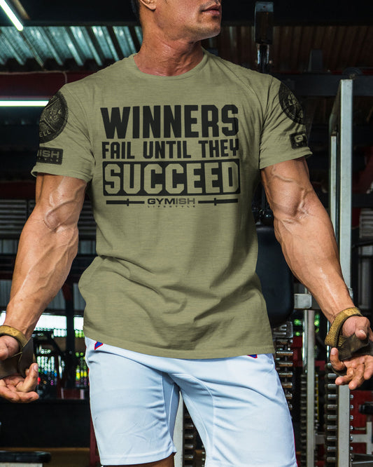 116. Winners Fail Funny Motivational Workout Gym T-Shirt for Men T-Shirt GYMISH LIFESTYLE