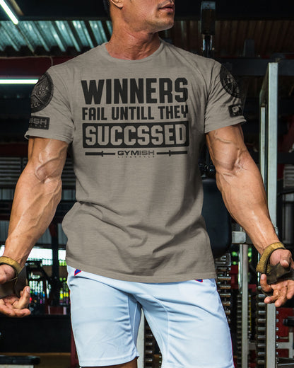 116. Winners Fail Funny Motivational Workout Gym T-Shirt for Men T-Shirt GYMISH LIFESTYLE