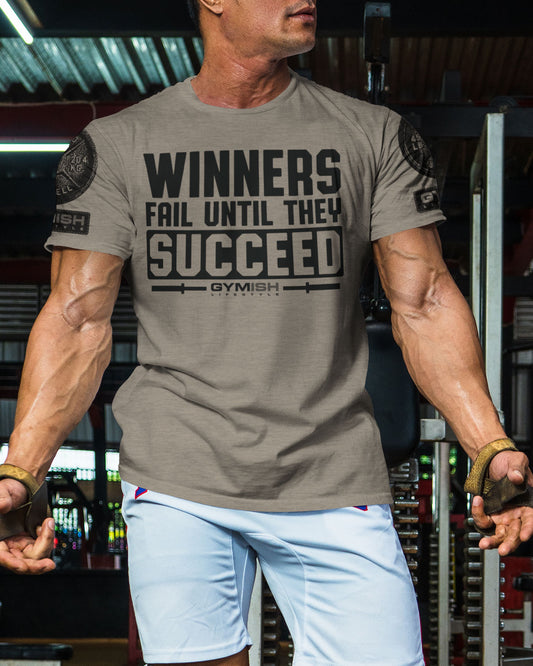 116. Winners Fail Funny Motivational Workout Gym T-Shirt for Men T-Shirt GYMISH LIFESTYLE