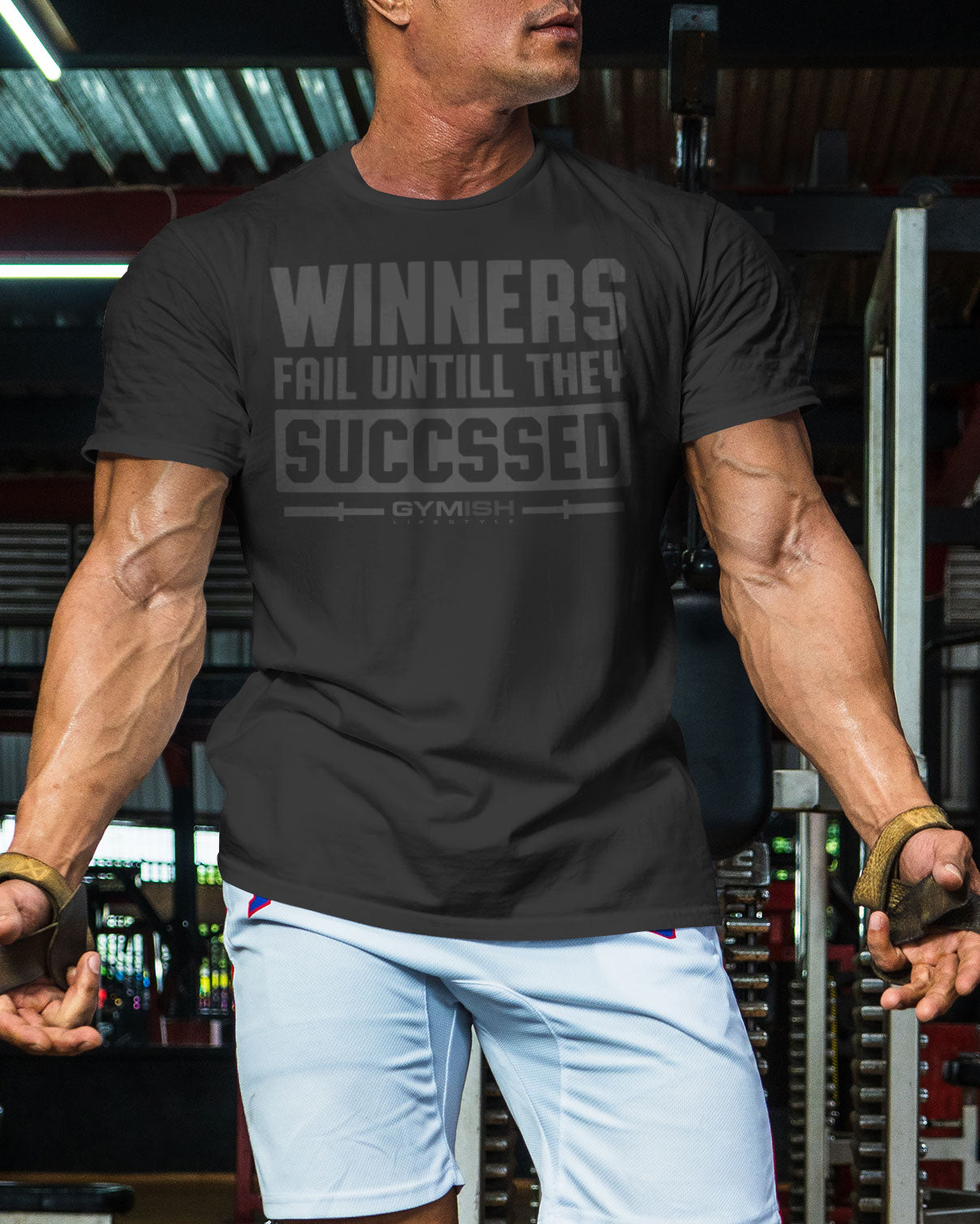 116. Winners Fail Funny Motivational Workout Gym T-Shirt for Men T-Shirt GYMISH LIFESTYLE