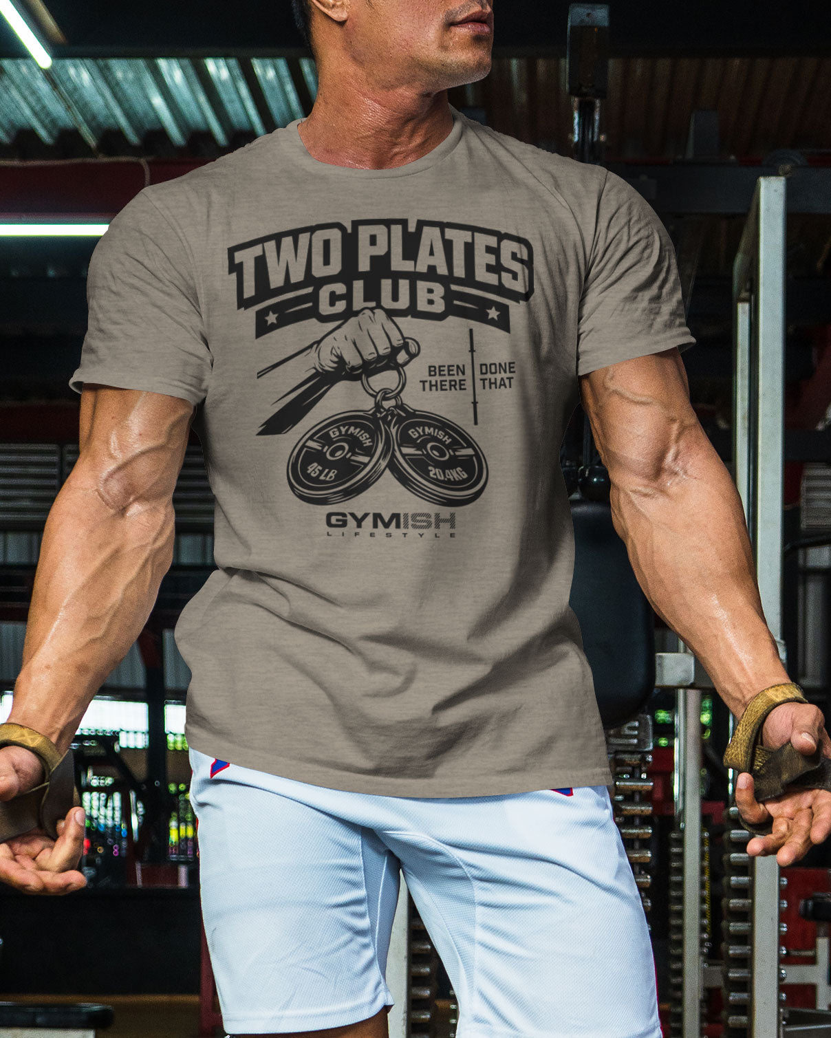 153. Two Plates Funny Motivational Workout Gym T-Shirt for Men T-Shirt GYMISH LIFESTYLE