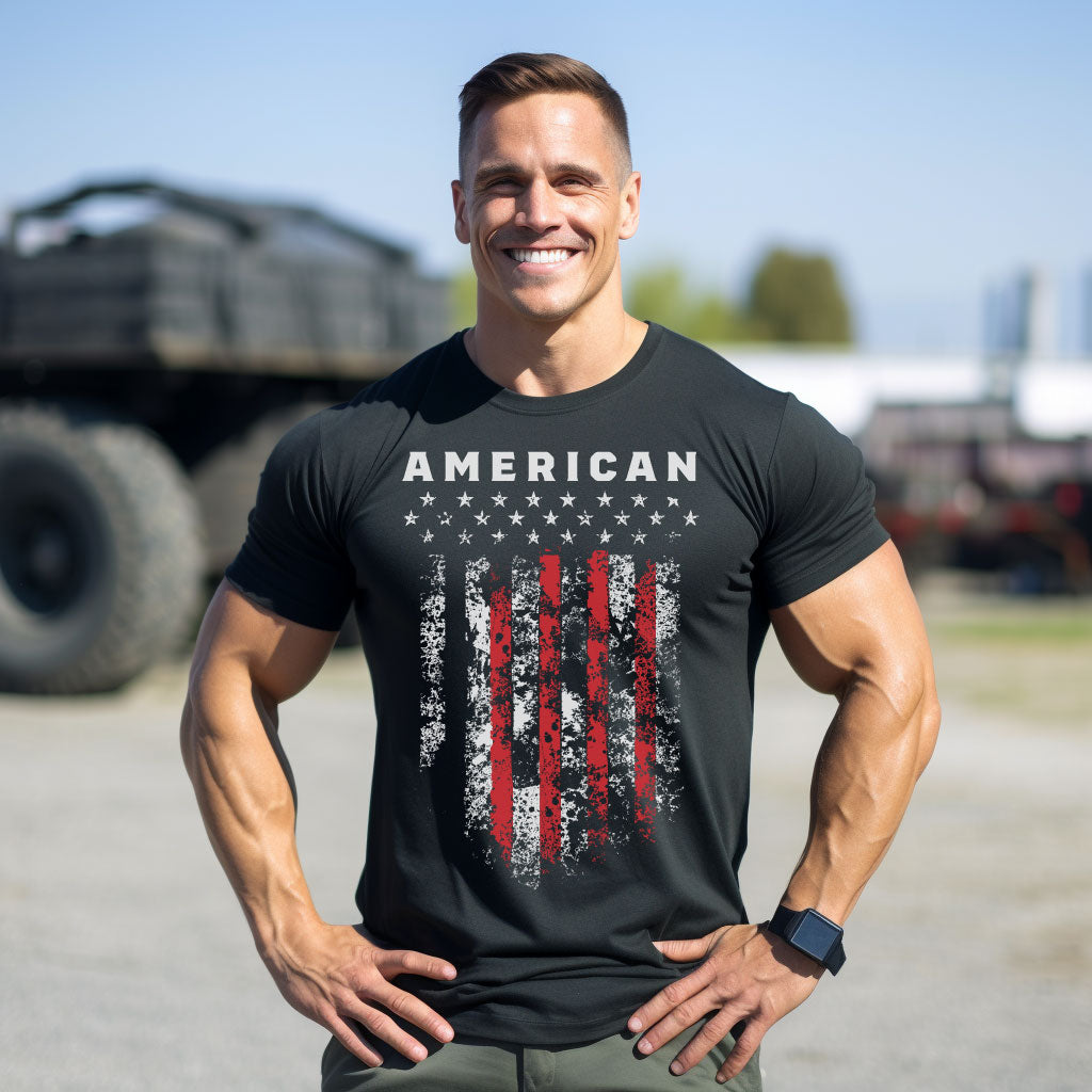 Gift Set for Men American Shield Workout Gym Shirt with Spartan Warrior Pendant