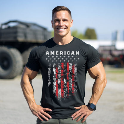 Gift Set for Men American Shield Workout Gym Shirt with Spartan Warrior Pendant