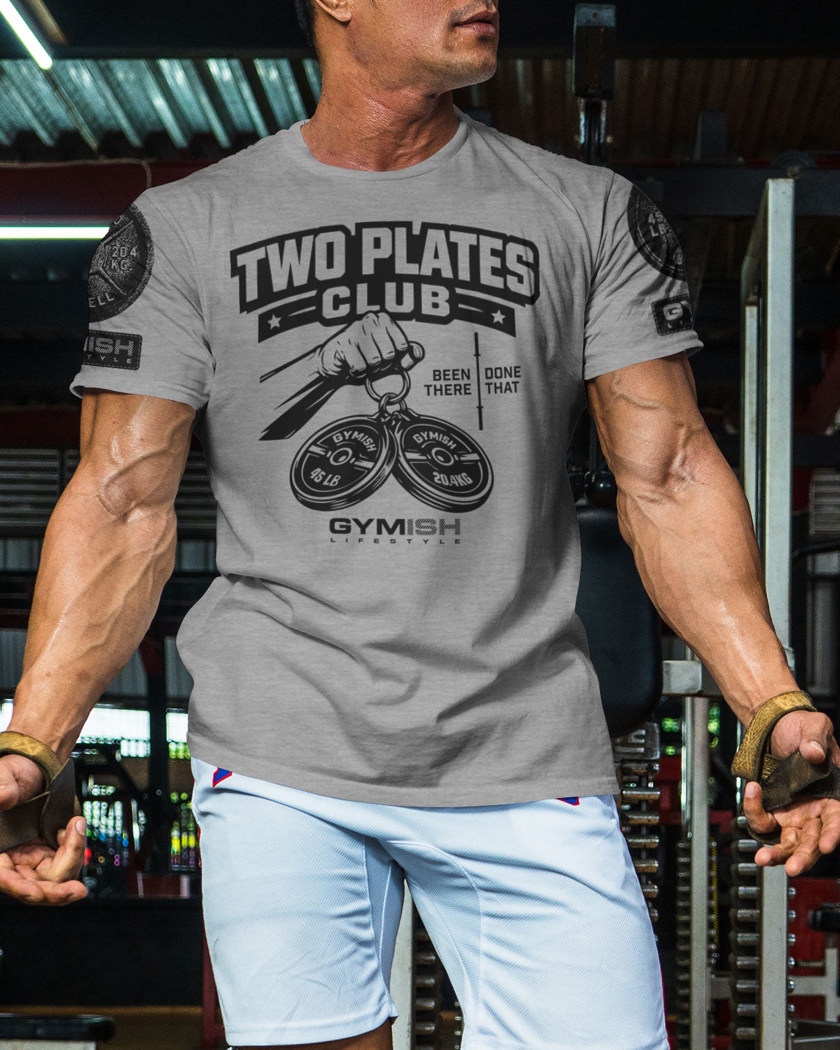 153. Two Plates Funny Motivational Workout Gym T-Shirt for Men T-Shirt GYMISH LIFESTYLE