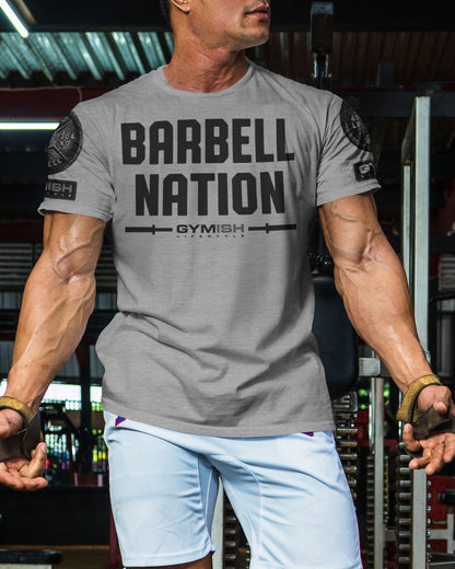 106. Barbell Nation Funny Motivational Workout Gym T-Shirt for Men T-Shirt GYMISH LIFESTYLE