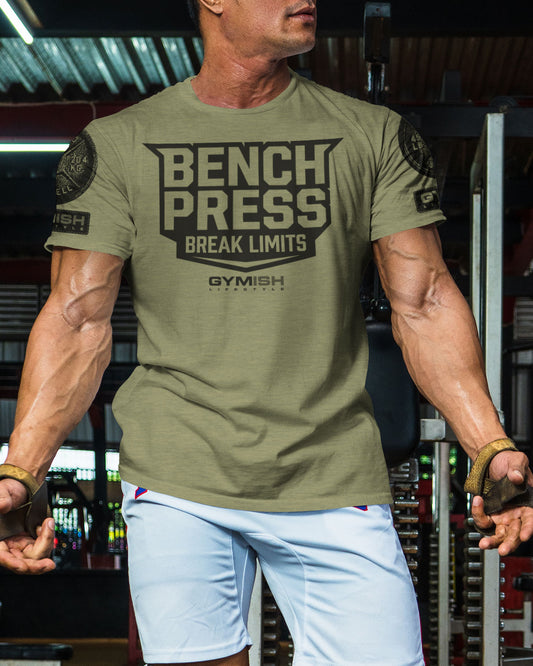 025. Bench Press Funny Motivational Workout Gym T-Shirt for Men T-Shirt GYMISH LIFESTYLE