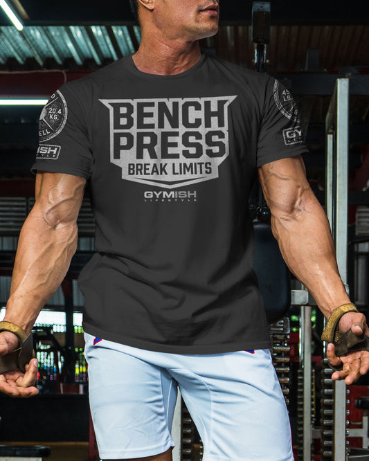 025. Bench Press Funny Motivational Workout Gym T-Shirt for Men T-Shirt GYMISH LIFESTYLE