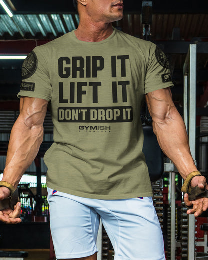 108. Grip It Funny Motivational Workout Gym T-Shirt for Men T-Shirt GYMISH LIFESTYLE