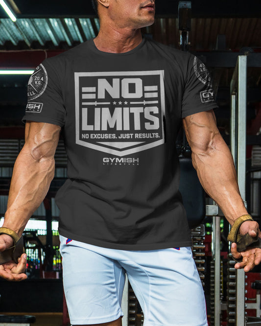 155. No Limits Funny Motivational Workout Gym T-Shirt for Men T-Shirt GYMISH LIFESTYLE