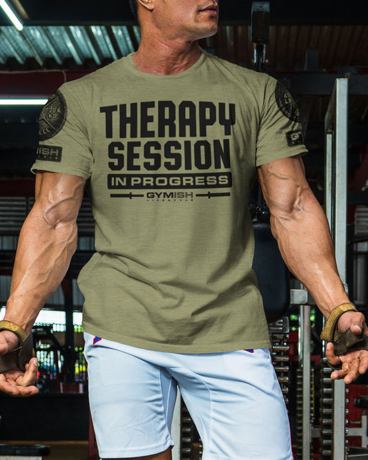 128. Therapy Session Funny Motivational Workout Gym T-Shirt for Men T-Shirt GYMISH LIFESTYLE