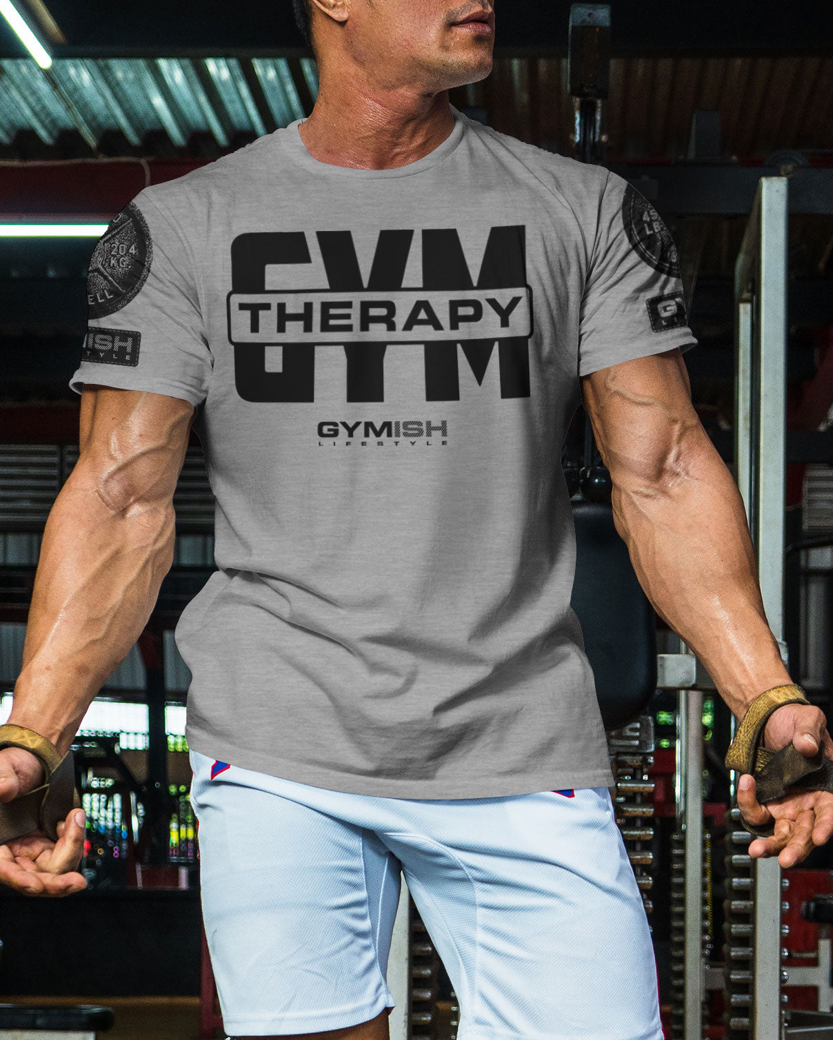 129. Gym Therapy V2 Funny Motivational Workout Gym T-Shirt for Men T-Shirt GYMISH LIFESTYLE