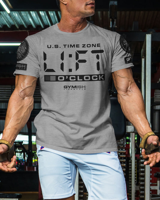 089. Lift O'Clock Motivational Workout T-Shirt for Men