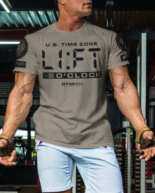 089. Lift O'Clock Motivational Workout T-Shirt for Men