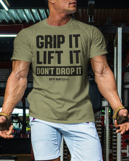 108. Grip It Funny Motivational Workout Gym T-Shirt for Men T-Shirt GYMISH LIFESTYLE