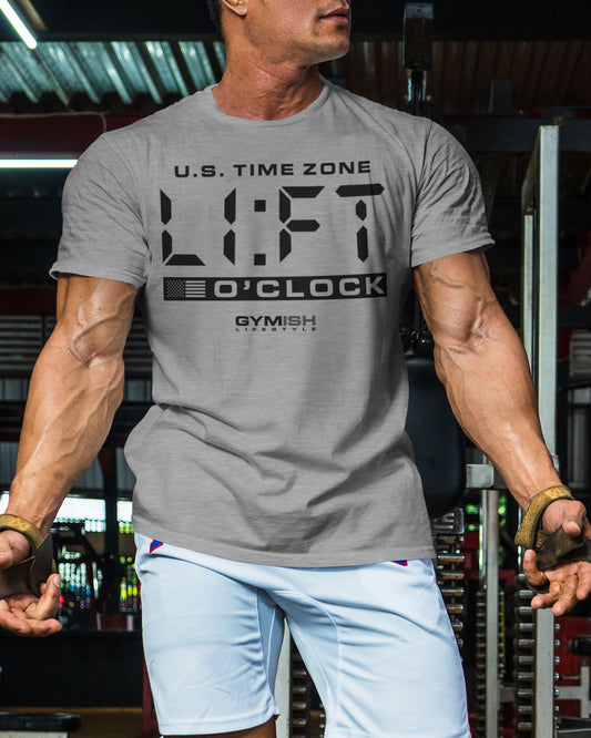 089. Lift O'Clock Motivational Workout T-Shirt for Men