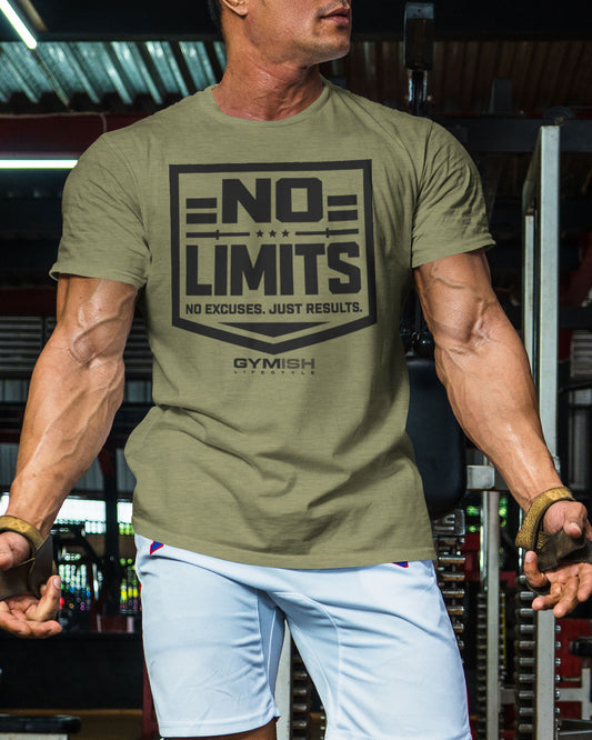 155. No Limits Funny Motivational Workout Gym T-Shirt for Men T-Shirt GYMISH LIFESTYLE