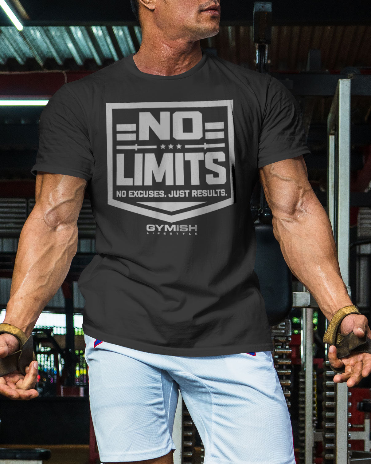 155. No Limits Funny Motivational Workout Gym T-Shirt for Men T-Shirt GYMISH LIFESTYLE