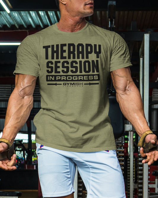 128. Therapy Session Funny Motivational Workout Gym T-Shirt for Men T-Shirt GYMISH LIFESTYLE