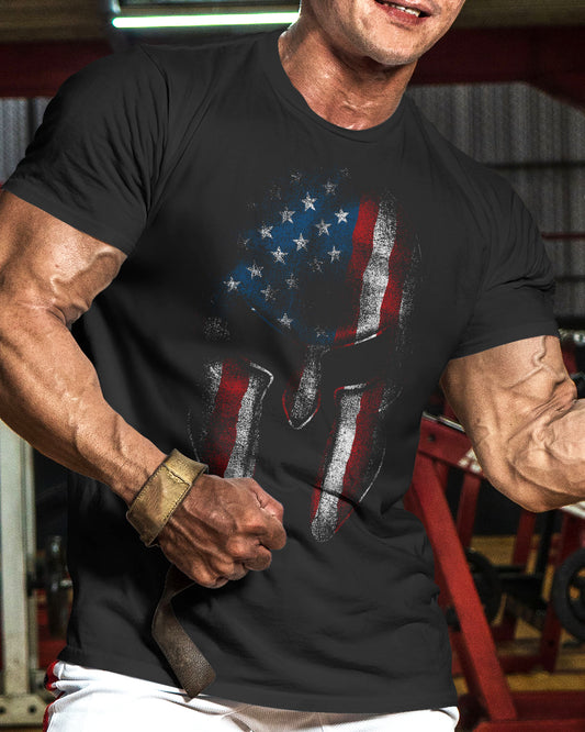 Gift Set for Men American Spartan Workout Gym Shirt with Spartan Warrior Pendant