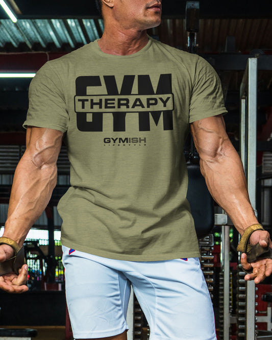 129. Gym Therapy V2 Funny Motivational Workout Gym T-Shirt for Men T-Shirt GYMISH LIFESTYLE