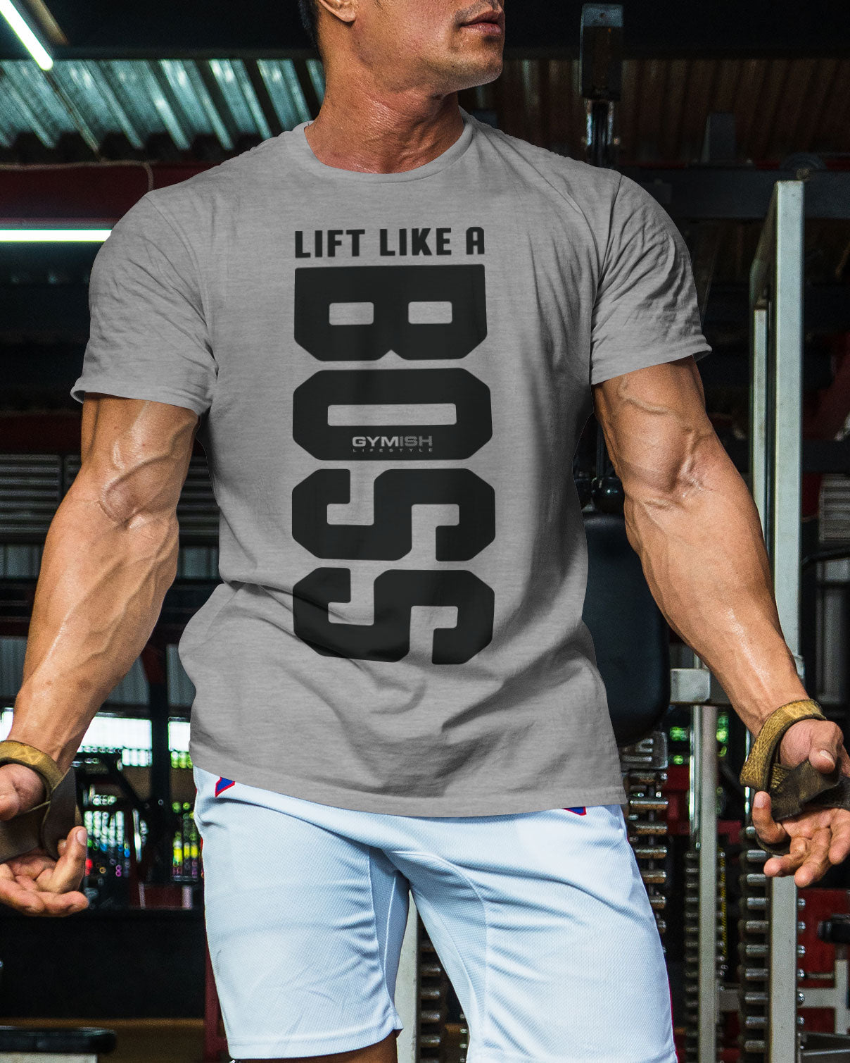 012. Lift Like A Boss Funny Motivational Workout Gym T-Shirt for Men