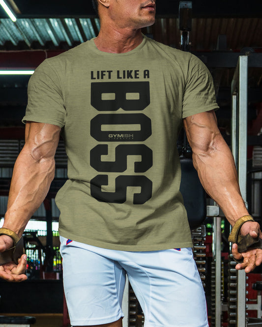 012. Lift Like A Boss Funny Motivational Workout Gym T-Shirt for Men