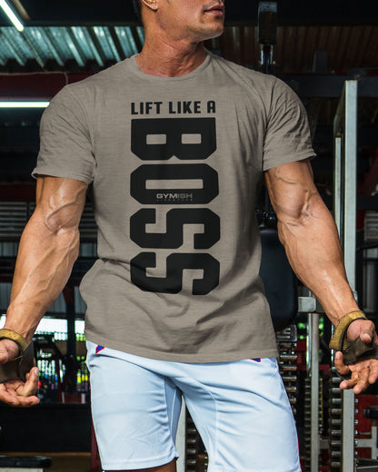 012. Lift Like A Boss Funny Motivational Workout Gym T-Shirt for Men T-Shirt GYMISH LIFESTYLE