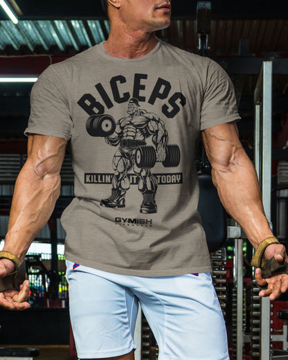 032. BICEPS Killin' It Funny Motivational Workout Gym T-Shirt for Men T-Shirt GYMISH LIFESTYLE