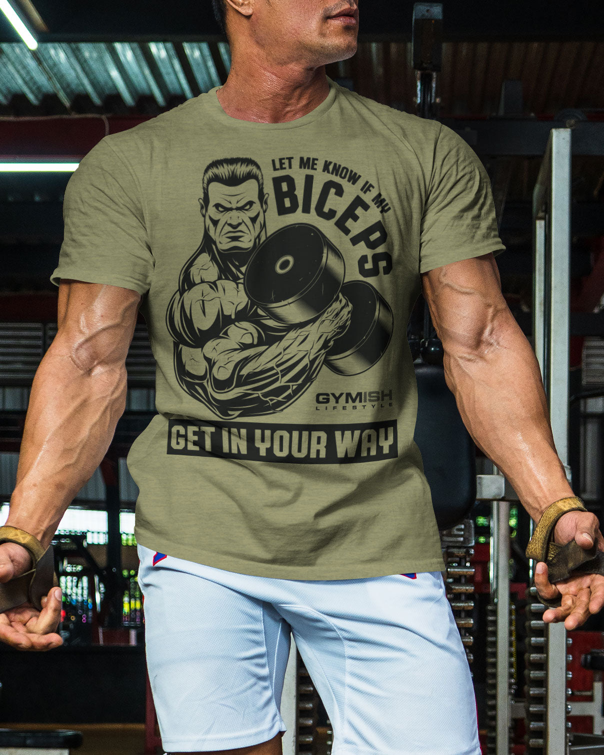 036. Biceps In Your Way Funny Motivational Workout Gym T-Shirt for Men T-Shirt GYMISH LIFESTYLE