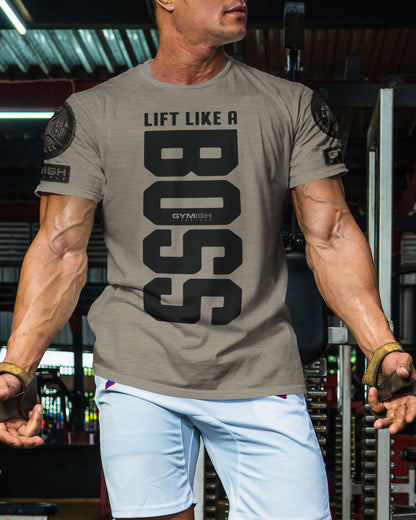 012. Lift Like A Boss Funny Motivational Workout Gym T-Shirt for Men T-Shirt GYMISH LIFESTYLE