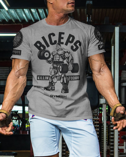 032. BICEPS Killin' It Funny Motivational Workout Gym T-Shirt for Men T-Shirt GYMISH LIFESTYLE