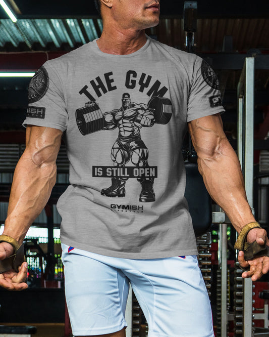 021. Gym is Still Open Funny Motivational Workout Gym T-Shirt for Men T-Shirt GYMISH LIFESTYLE