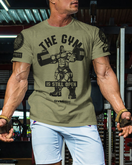 021. Gym is Still Open Funny Motivational Workout Gym T-Shirt for Men T-Shirt GYMISH LIFESTYLE