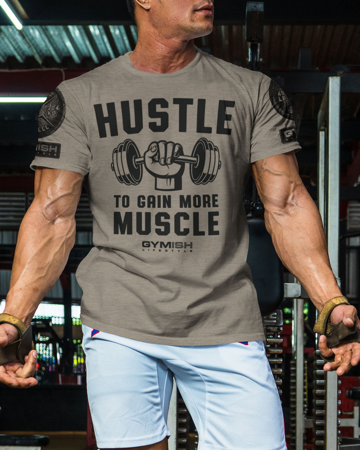 011. Hustle to Gain More Muscle Funny Motivational Workout Gym T-Shirt for Men T-Shirt GYMISH LIFESTYLE