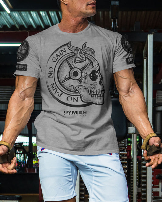 027. No Pain No Gain Funny Motivational Workout Gym T-Shirt for Men T-Shirt GYMISH LIFESTYLE