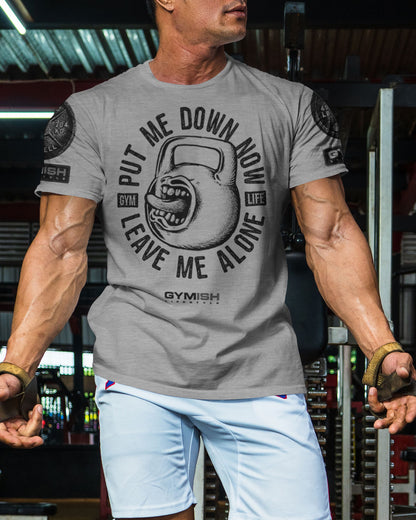 052. Leave Me Alone Funny Motivational Workout Gym T-Shirt for Men T-Shirt GYMISH LIFESTYLE