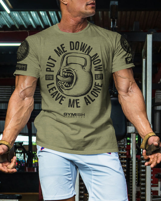 052. Leave Me Alone Funny Motivational Workout Gym T-Shirt for Men