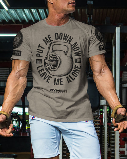 052. Leave Me Alone Funny Motivational Workout Gym T-Shirt for Men T-Shirt GYMISH LIFESTYLE