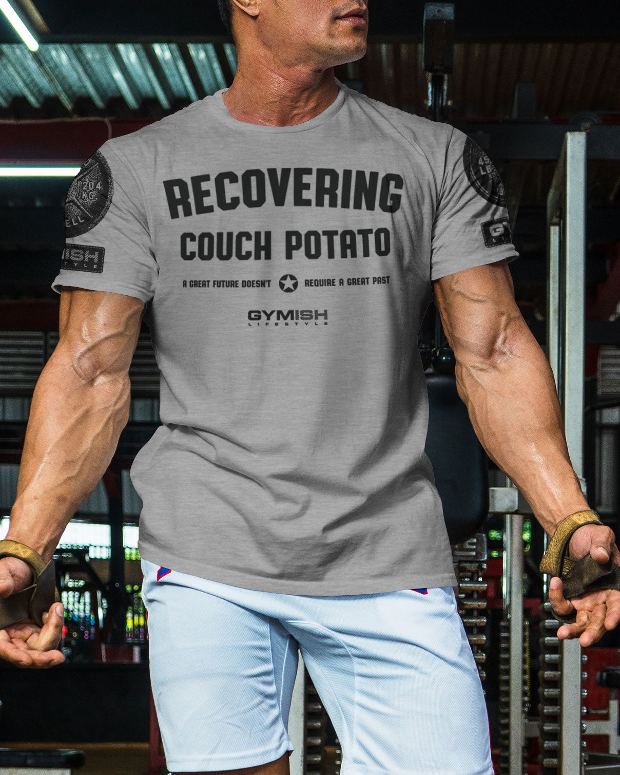 030. Recovering Couch Potato Funny Motivational Workout Gym T-Shirt for Men