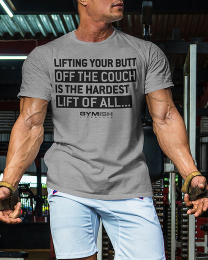 081. Hardest Lift Weightlifting Workout Gym T-Shirt for Men