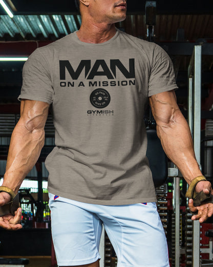 072. Man On A Mission Funny Workout Gym T-Shirt for Men