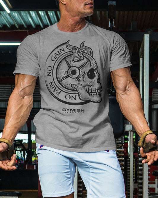 027. No Pain No Gain Funny Motivational Workout Gym T-Shirt for Men T-Shirt GYMISH LIFESTYLE