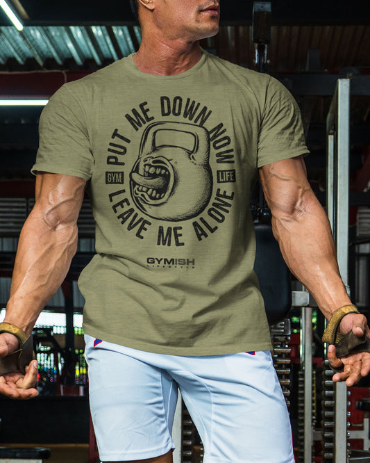 052. Leave Me Alone Funny Motivational Workout Gym T-Shirt for Men