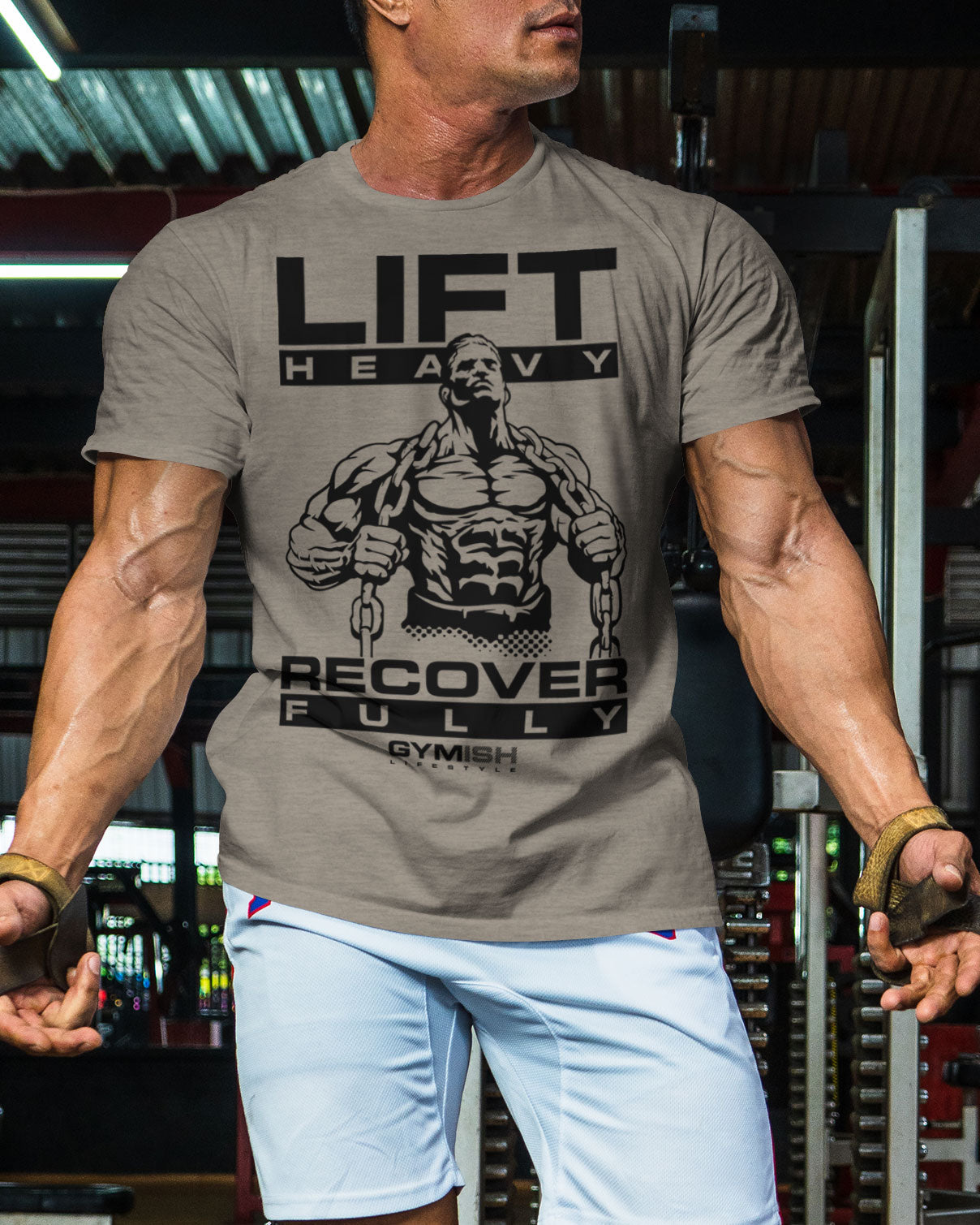 057. Recover Fully Funny Motivational Workout Gym T-Shirt for Men T-Shirt GYMISH LIFESTYLE