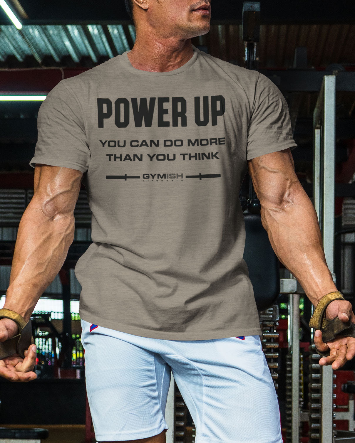 112. Power Up Funny Motivational Workout Gym T-Shirt for Men T-Shirt GYMISH LIFESTYLE