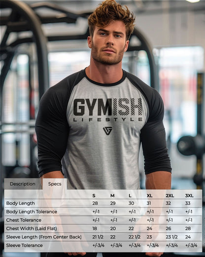 47- RAGLAN Gymish Lifestyle Logo Workout Gym T-Shirt for Men