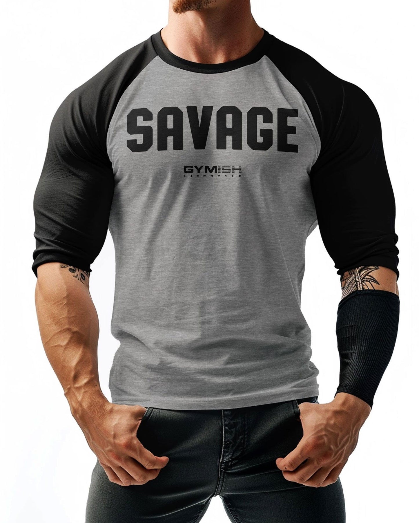 03- RAGLAN SAVAGE Workout Gym T-Shirt for Men - Gymish - - #Gym Shirts# - - #Workout T-Shirts#