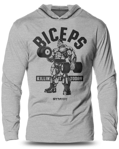 032- BICEPS Killin' It Lightweight Long Sleeve Hooded T-shirt for Men - Gymish - - #Gym Shirts# - - #Workout T-Shirts#