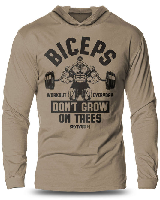 034-BICEPS Trees Lightweight Long Sleeve Hooded T-shirt for Men - Gymish - - #Gym Shirts# - - #Workout T-Shirts#